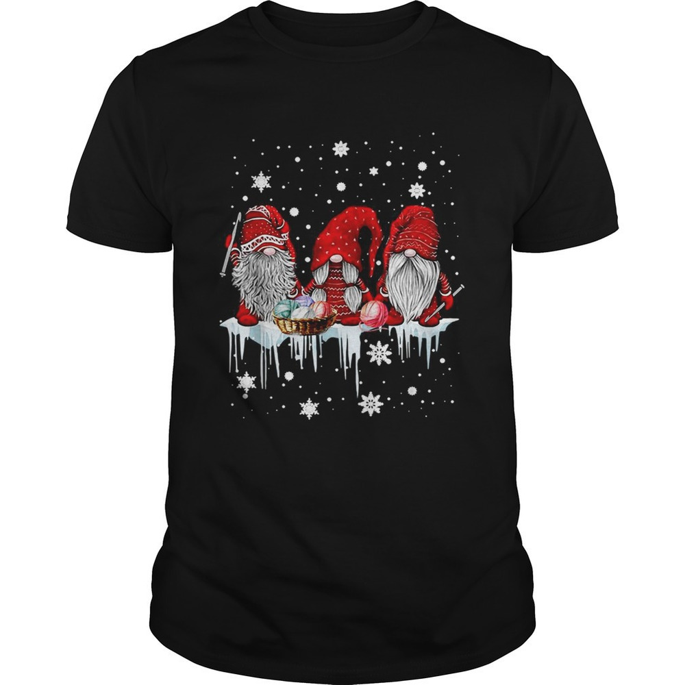 Gnomies Sewing Santa Embroidery Christmas Shirt